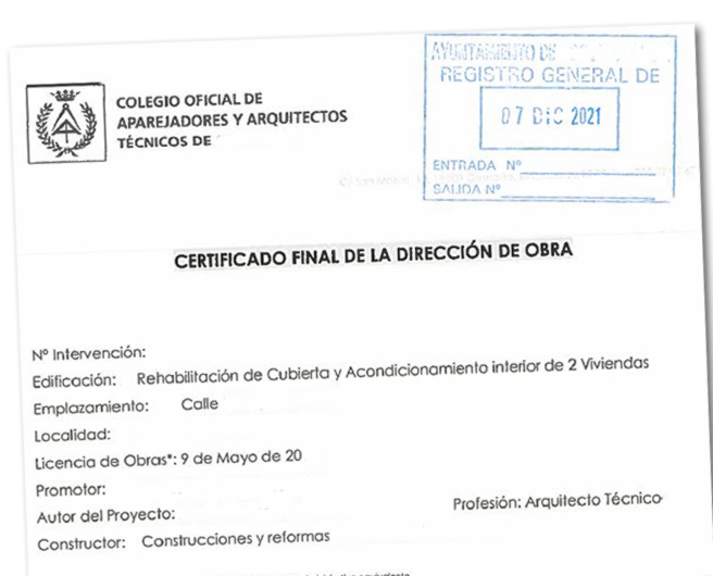 Consecuencias de no aportar la designación de la dirección de obras